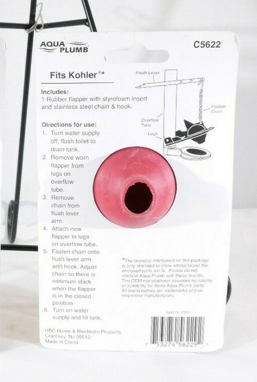 Flapper with Chain and Hook for Toilet Repair Fits Kohler Flapper