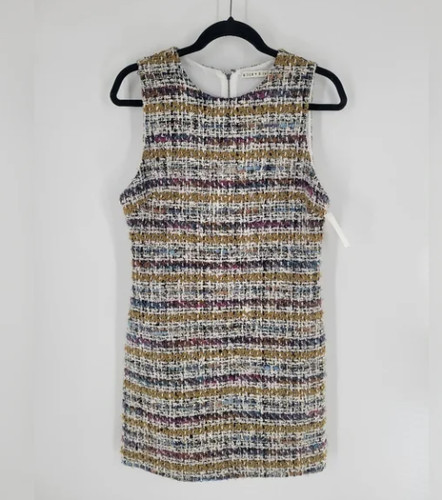 Alice + Olivia Coley Plaid Sleeveless Tweed A-Line Mini Dress Size 6 New