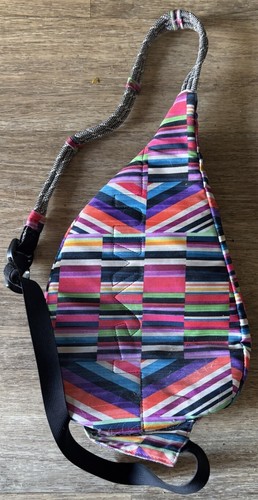 Kavu Rope Sling Crossbody Bag Coastline Rainbow Stripe Colorful 15”x9.5” - Picture 2 of 4