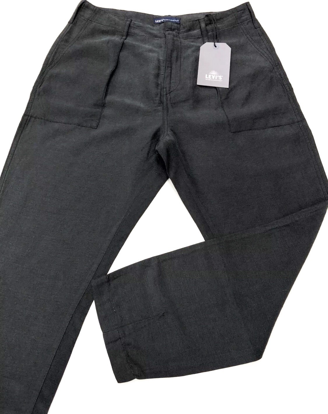 Levi's Linen Silk Pants Made & Crafted Crop in Charcoal RRP$198 image 8