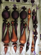 Frontgate Holiday Collection Christmas Ornaments Set Purple Copper XL LARGE Box