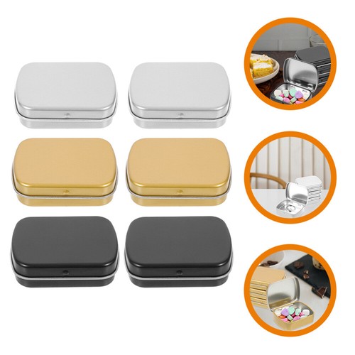 6 Pcs Metal Container Candy Tin Storage Box Snack Small Iron Rectangular Case - 第 7/12 張圖片