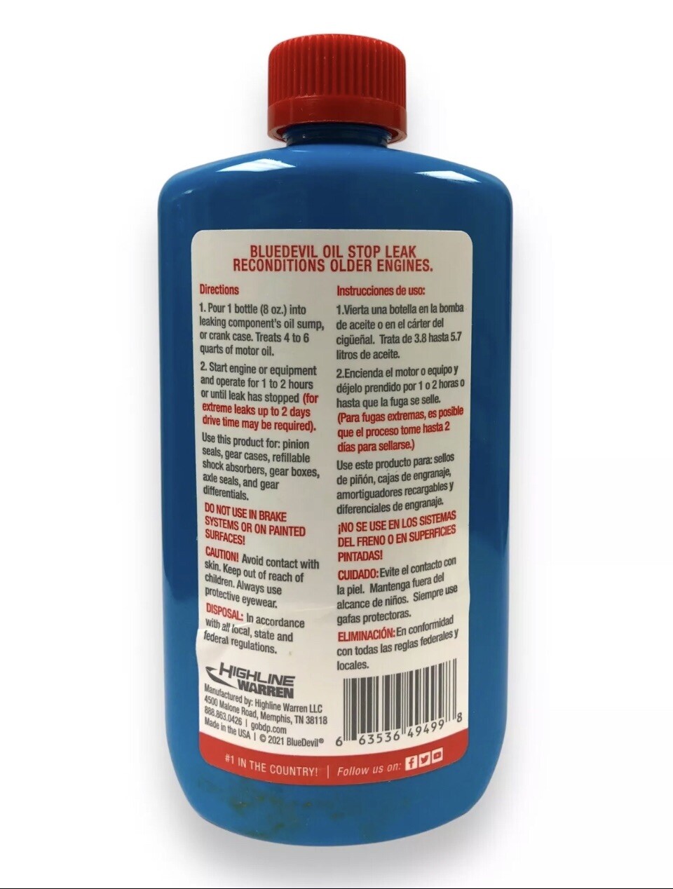 BlueDevil Oil Stop Leak #49499 - 8 oz. Pour-N-Go! Permanent Repair Guaranteed