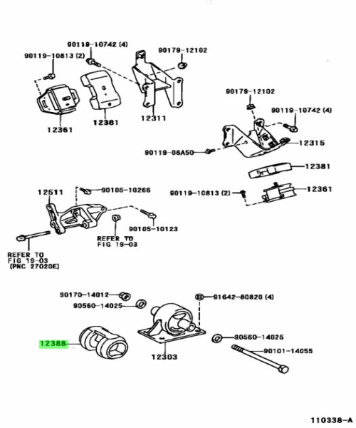TOYOTA REGIUS TOURING HIACE STOPPER ENGINE MOUNTING BRACKET