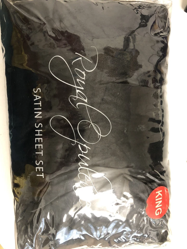 Conjunto de Lençol de Cetim Preto 6 Peças King Size Seda Macia Sensação Cama de Luxo Novo - Imagem 2 de 4