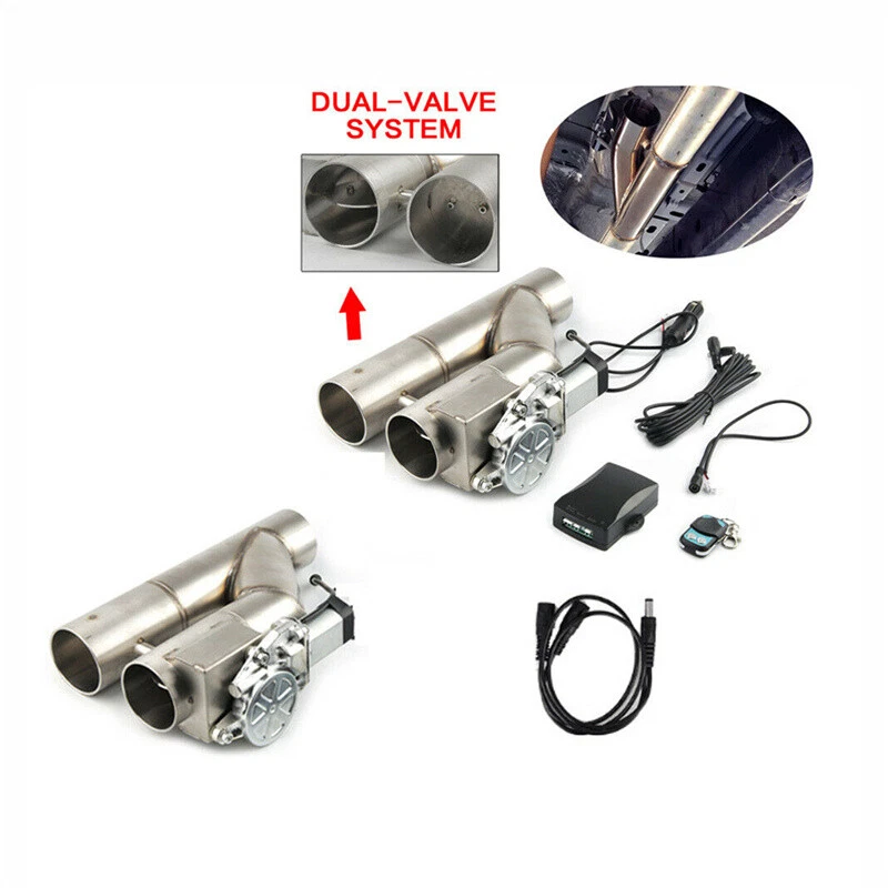 2.5'' Double Electric Exhaust Y Pipe Dual Control Valve Kit Remote Switch - Image 4 of 4