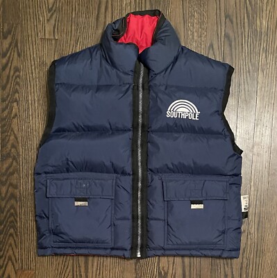 Vintage 90s South Pole Down Puffer Vest Reversible streetwear
