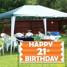 Happy 21st Birthday Orange Stripes 3' x 6' Vinyl Banner