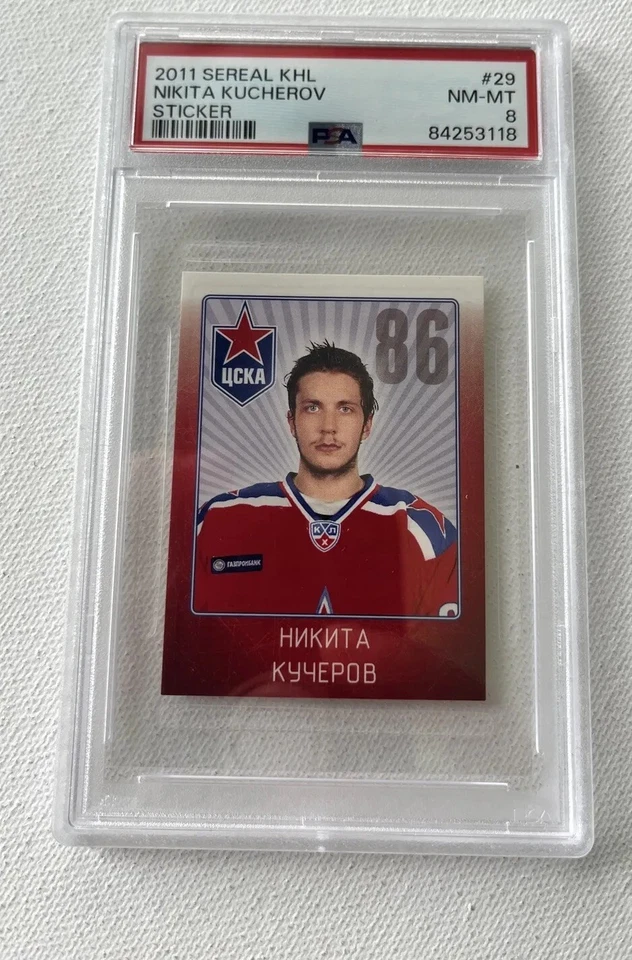 Pegatina Nikita Kucherov 2011 Sereal KHL #CSK29 Rookie RC PSA 8 casi nueva-como nueva Foto 2 de 4