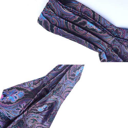 Men's Colorful Floral Paisley Polka Dots Ascot Cravat Tie Wedding Party Necktie - Picture 3 of 32