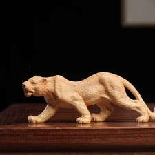 Cliff Cypress Ornament, Leopard Wood Carving Decoration, Animal Car Ornament