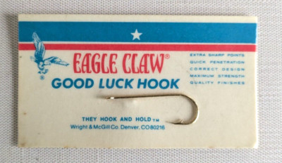 Vintage Eagle Claw Good Luck Hook Gold Wright & McGill Collectible Gift ...