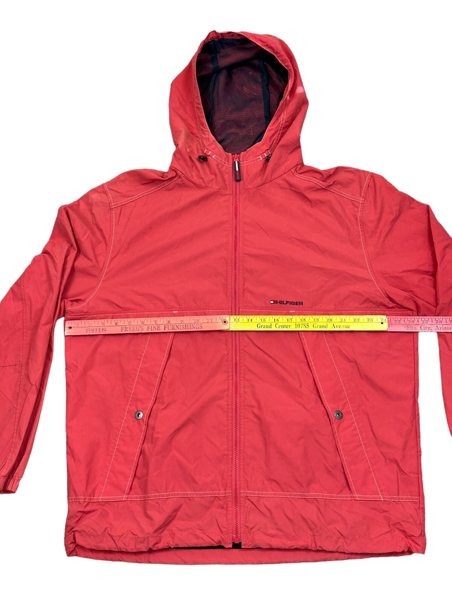 Tommy Hilfiger VTG Hooded Windbreaker Light Jacket Men XL Back