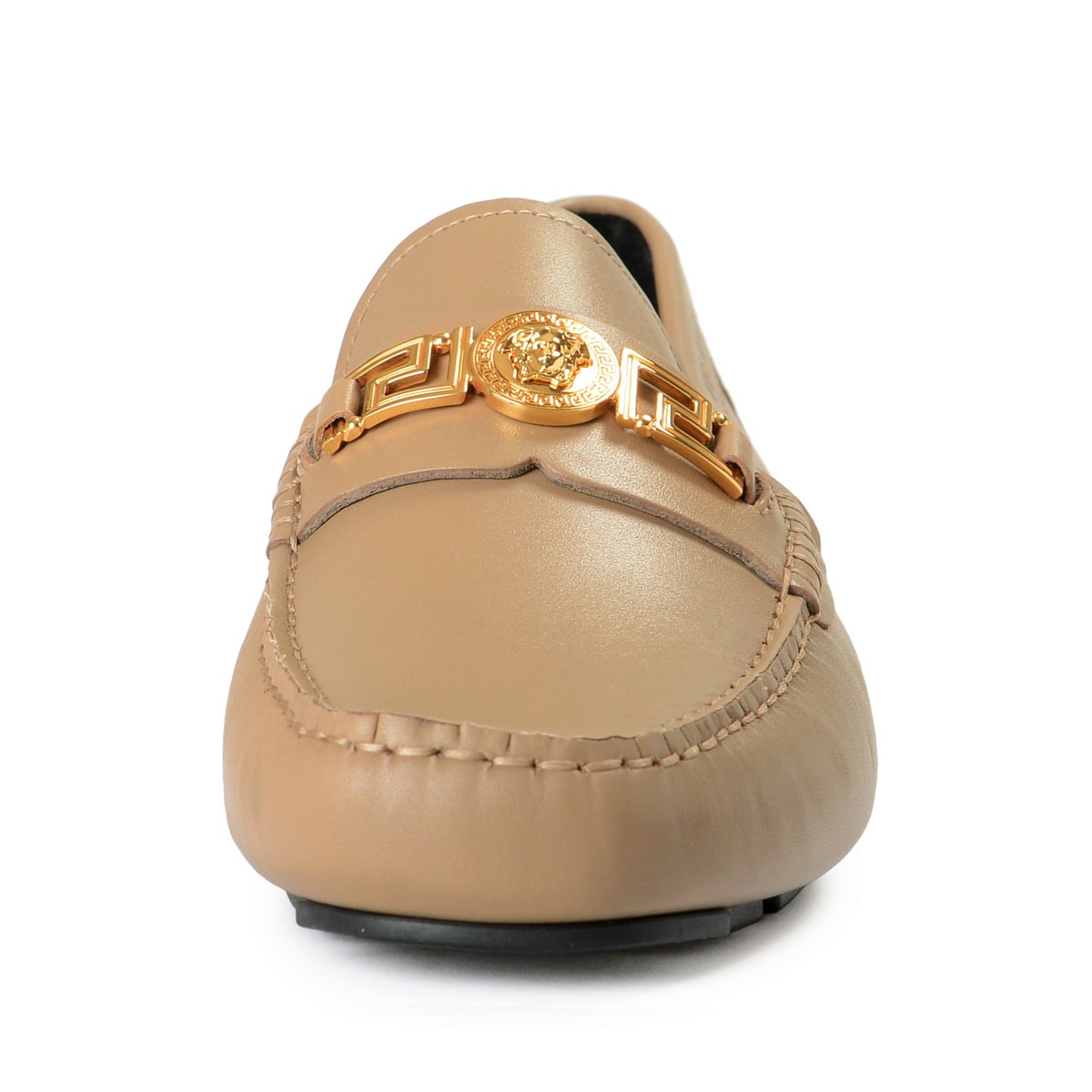 Versace Men\'s Taupe 100% Leather Gold Medusa Car Shoes Loafers Shoes US 8 IT 41 Versace Men main image 3