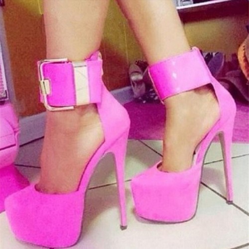Womens Metal Super High Heel Platform 