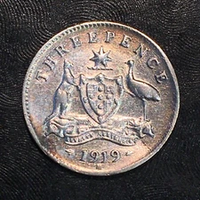 1919 (M) Australia Three Pence threepence - High Quality Scans #Q847