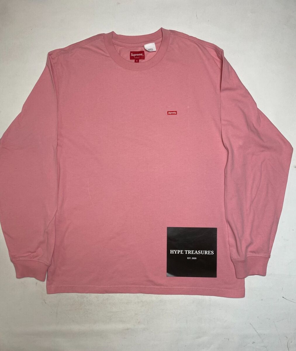 BRAND NEW SUPREME SMALL BOX LOGO L/S LONG SLEEVE TEE PINK BRAND NEW SUPREME SMALL BOX LOGO L/S LONG SLEEVE TEE PINK