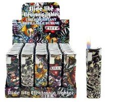 50 PACK Refillable Classic Cigarette Lighters Cool Tattoo Skull Fish - Wholesale