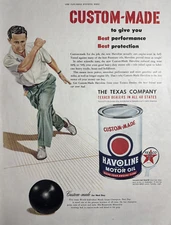 1950 Texaco Havoline Motor Oil Engine Custom Made Bowler Engine VTG Print Ad