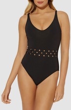  197 Bleu By Rod Beattie Women's Black Cut-Out One-Piece Swimsuit Size 4