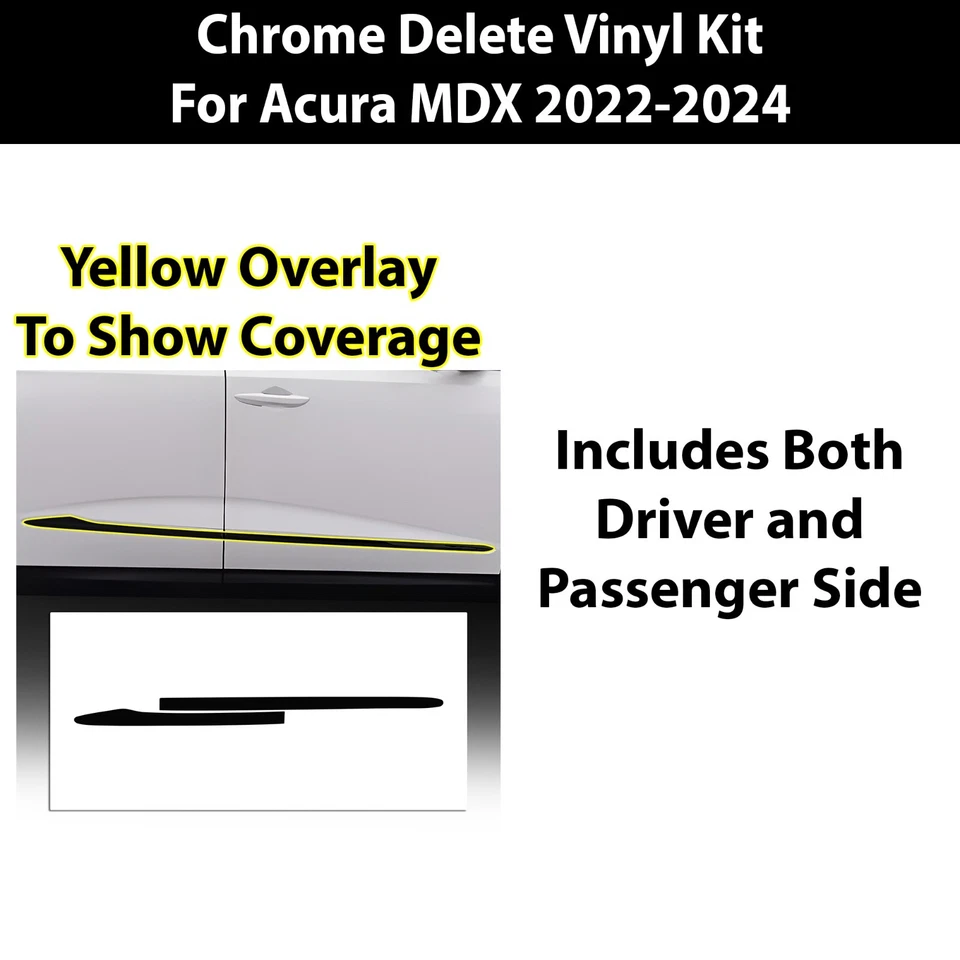 Fits Acura MDX 2022-2024 Side Skirt Chrome Delete Decal Blackout Vinyl Trim - Image 3 of 4