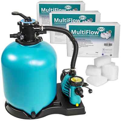 Sandfilter BRILLANT 500, AquaPlus 11 + MultiFlow Pro Filtermaterial POOL Total 