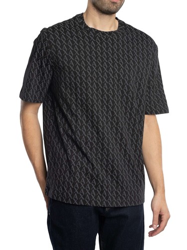 Armani Exchange de los hombres Camiseta con estampado de logotipo, Negro - Picture 2 of 6