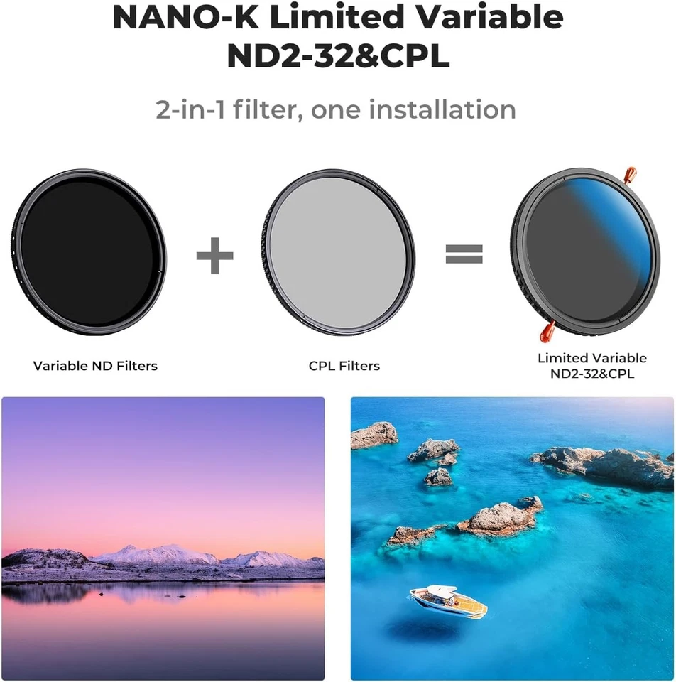 K&F Concept Variable ND Filter ND2-ND32 & CPL Lens Filter 2 in 1 for Camera Len - Image 2 of 4