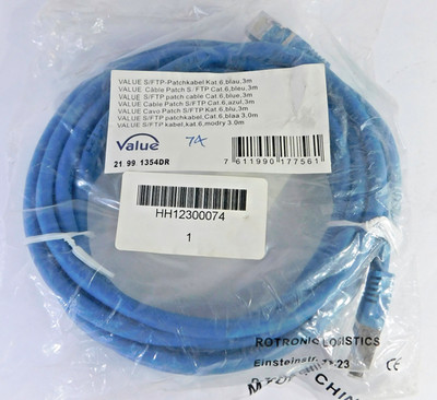 HH12300074 Value S/FTP Patch Cable Cat 6 Blue 3m 21.99.1354DR