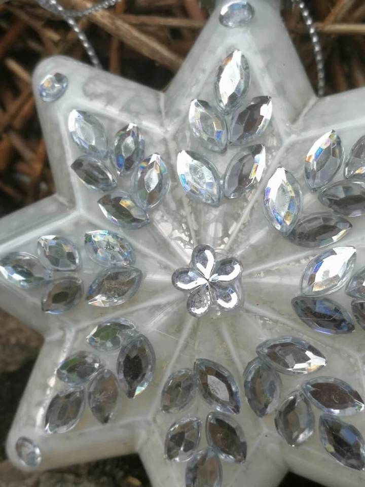 Pallina per albero di Natale stella Glitta argento con decorazione strass com... - Immagine 2 di 4