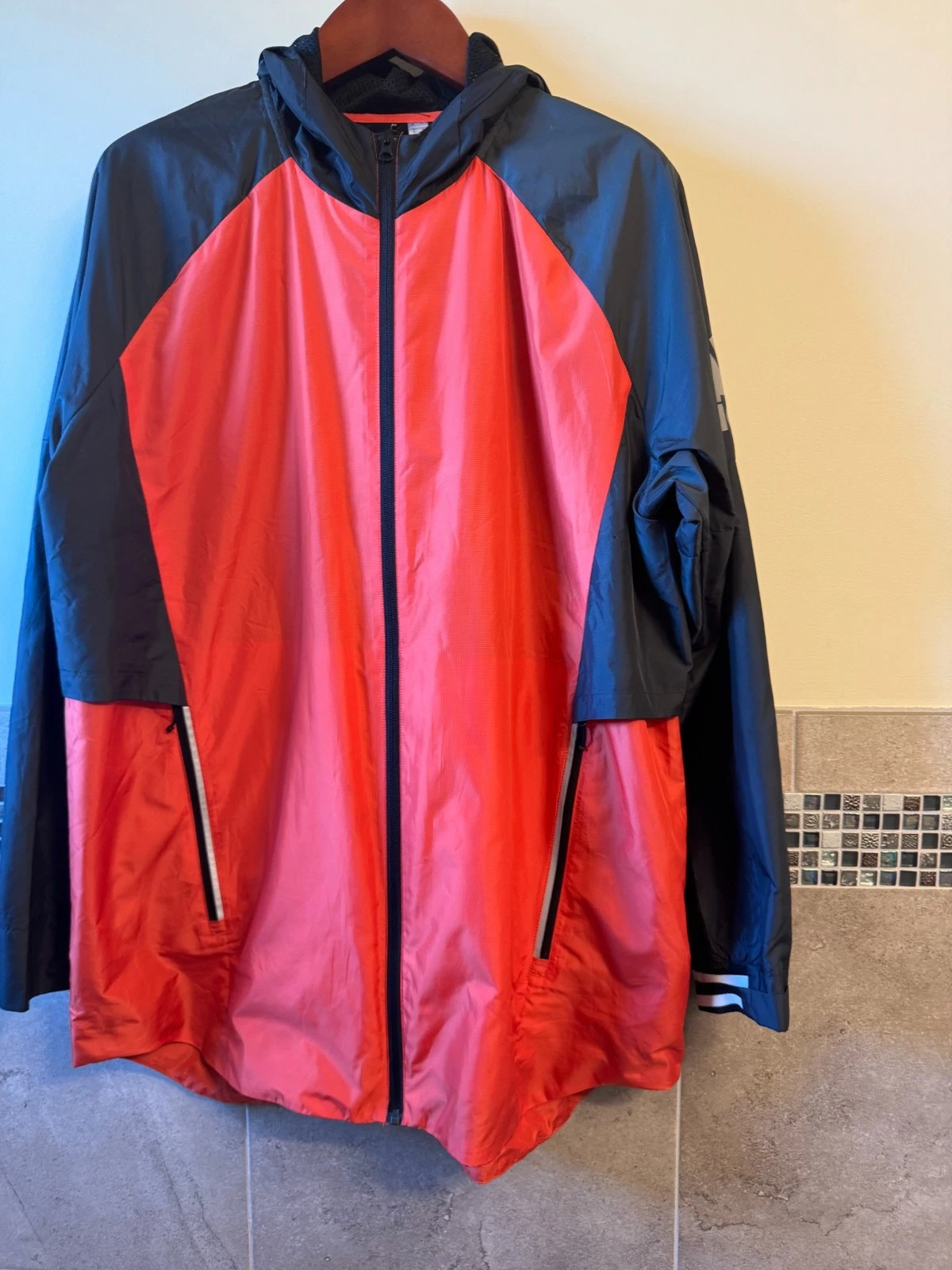 Adidas Orange Charcoal Windbreaker SZ XL NWOT