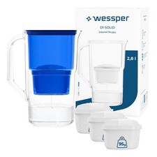 Wasserfilter Kanne Kunststoff 2,8 l Wessper D1 SOLID mit 4 Kartuschen blau