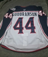 Erik Gudbranson Game Used Worn Columbus Blue Jackets Jersey Gaudreau Tag Patch
