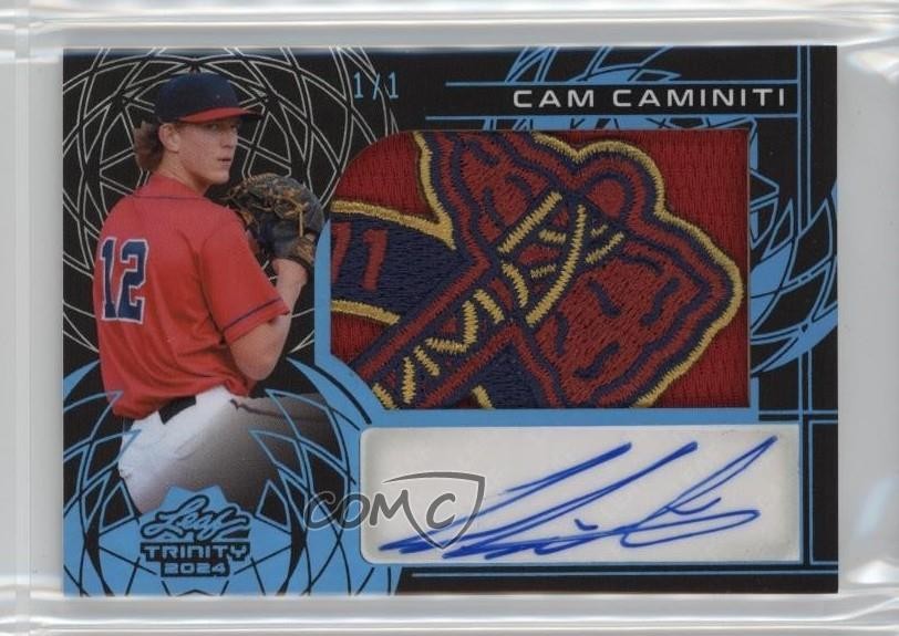 2024 Leaf Trinity Patch Black Platinum 1/1 Cam Caminiti #PA-CC1 Patch Auto 13u1