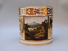 Antica tazza porter porcellana derby inglese con nome vista tomba paesaggio Cicerone 