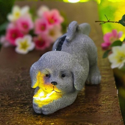 Solarbetriebene Hunde Garten Statue, Licht, Tierskulptur, Terrassenlampe, Hof