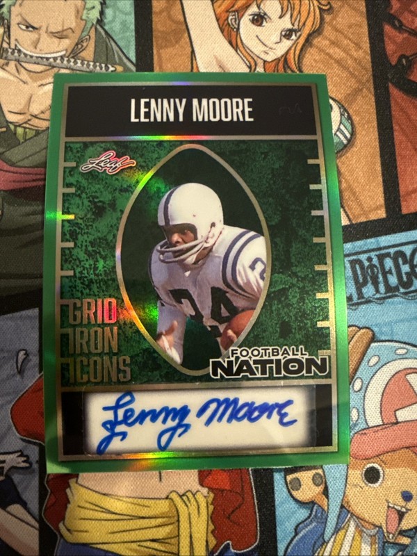 2025 Leaf Football Nation Grid Iron Icons Green Lenny Moore 1/1 Auto