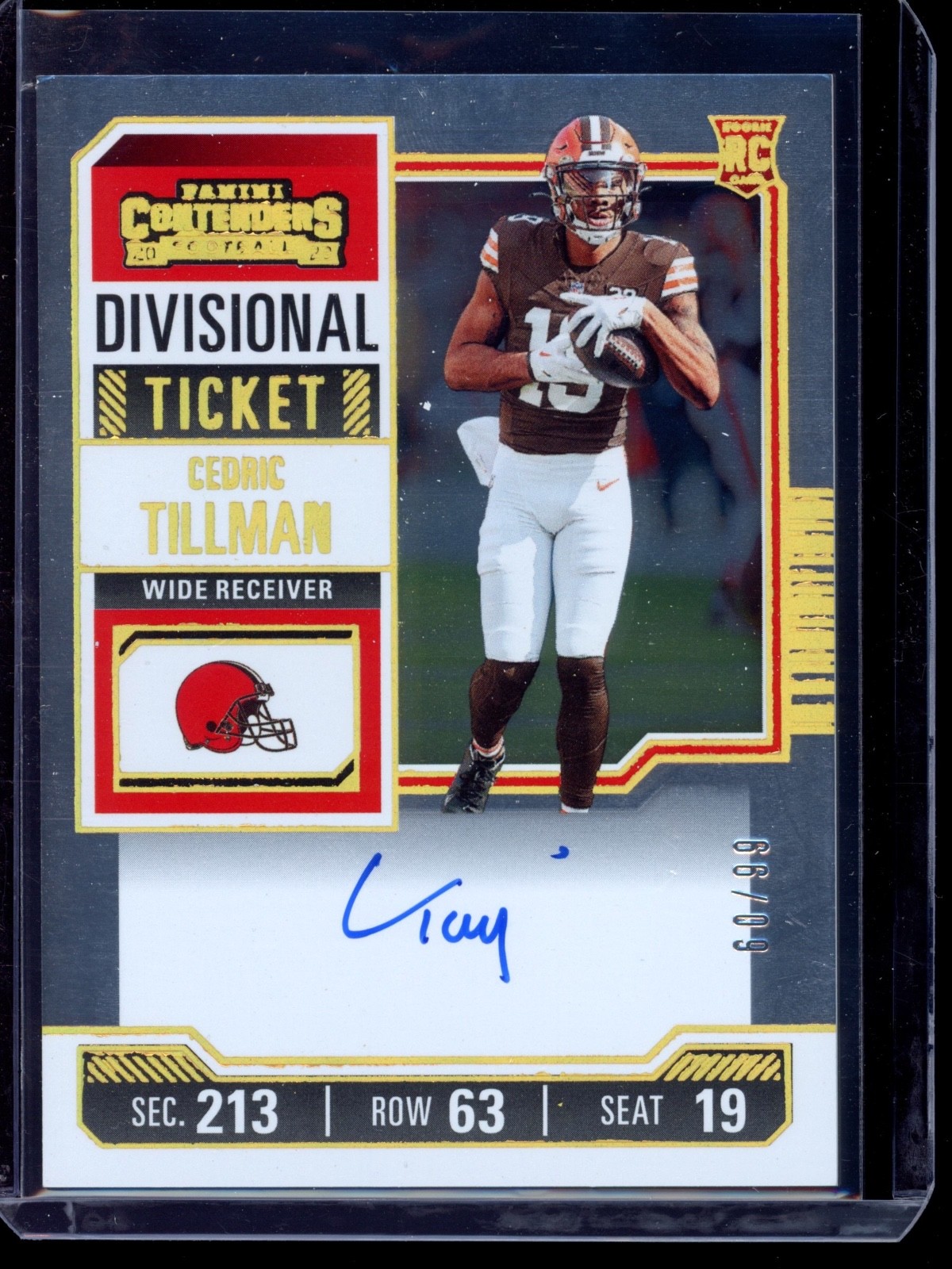 2023 Panini Contenders #104 Cedric Tillman RC Rookie Divisional Ticket Auto /99