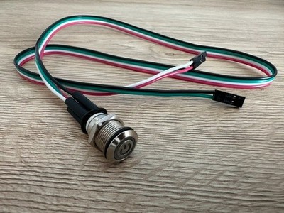 PC Startknopf Drucktaster Power Button Weiß 12mm - 60cm Kabel