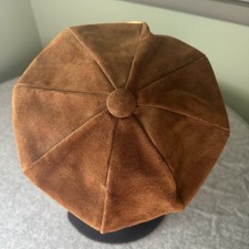 Women’s Vintage Brown Solid Newsboy Style Cap Size S Made in USA Classic Style