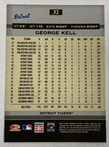 George Kell Auto Inscription Gold Holofoil 2005 Donruss Greats 32 Detroit Tigers - Picture 2 of 2
