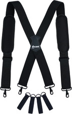 Tool Belt Suspenders Removable Padded Shoulder Work Suspenders with 4Pcs Attachm