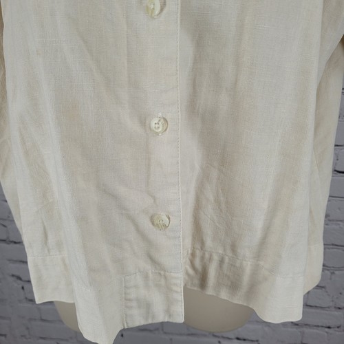 Eddie Bauer Ivory Linen Cotton Short Sleeve Button Up Shirt Top Size Large L - Bild 7 von 15