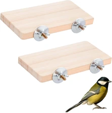 2PCS Wooden Bird Perch Platform 5.9x3.14" Cage Stand Shelf for Cockatiel Parrot