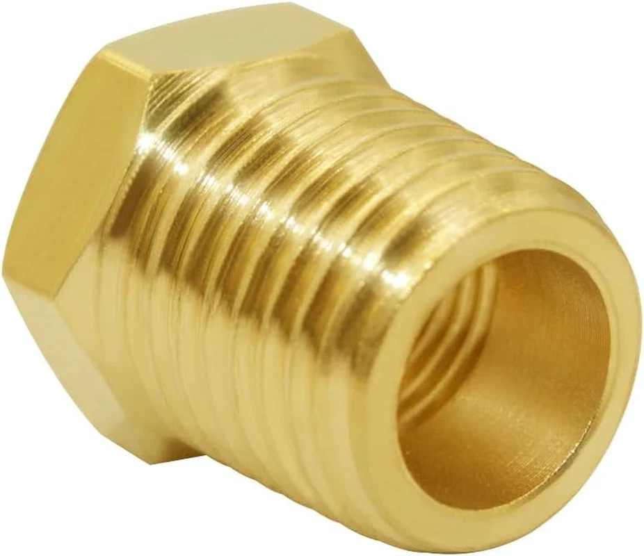 Brass Reducing Hex Bushing 1/4" NPT Male to 1/8" NPT Female Pipe Fitting Reducer - Image 3 of 4