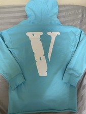 Vlone Turquoise Logo Print Hoodie Size Medium