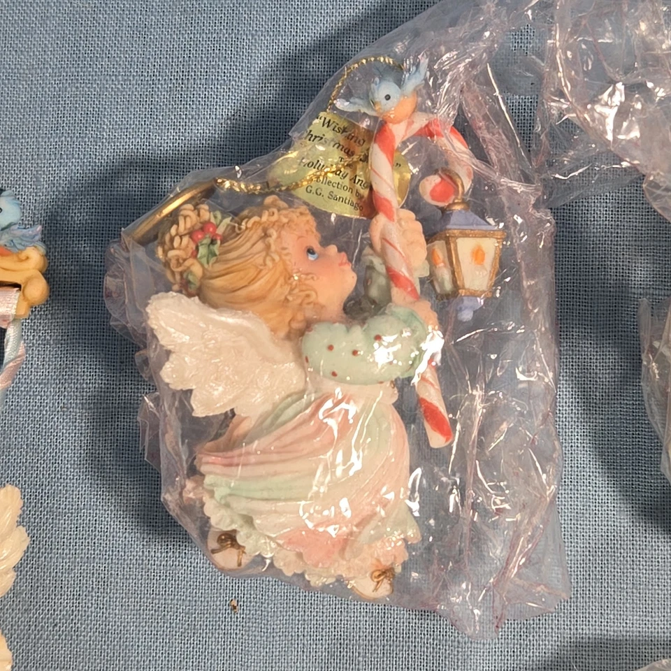 Lote de 8 adornos navideños vintage Ashton Drake Heirloom HollyDay Angels nuevos con etiquetas Foto 4 de 4