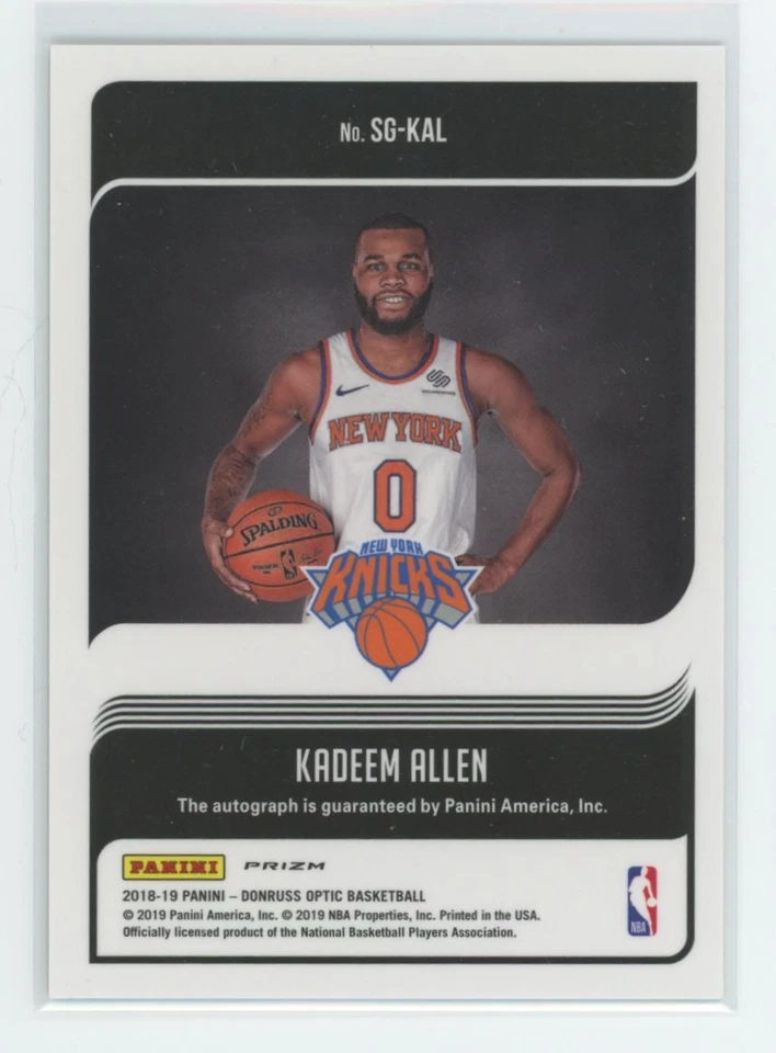 2018-19 Donruss Optic #SG-KAL Kadeem Allen Signature Series Holo - Image 2 of 2