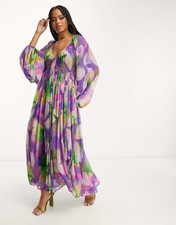 ASOS EDITION ruched gathered waist chiffon maxi dress floral print NWT Sz 6