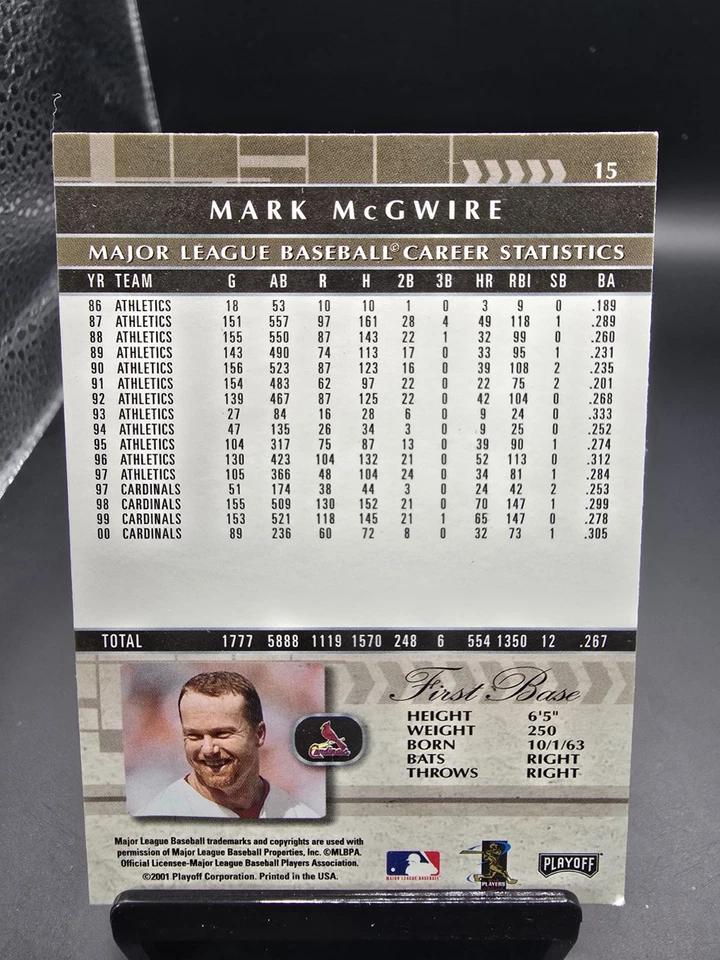 2001 Playoff Absolute Memorabilia Mark McGwire #15 - St. Louis Cardinals  - Image 2 of 2